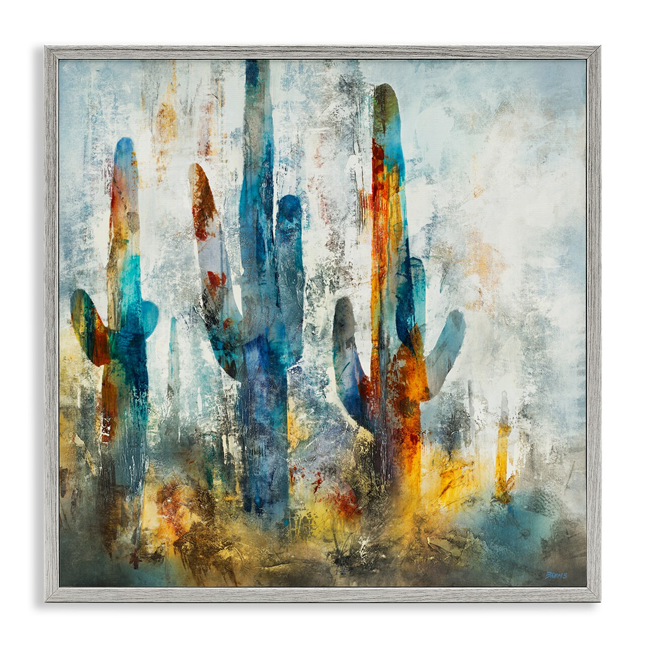 Stupell Industries Abstract Vibrant Cacti Silhouettes Framed Giclee Art